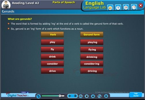Reading level a2 parts of speech gerunds